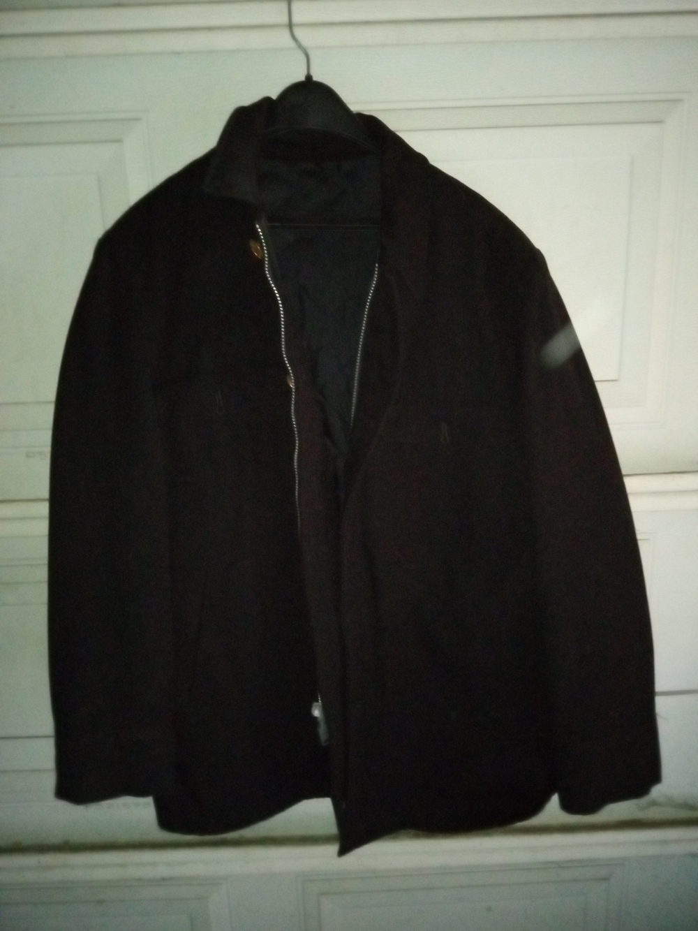 Men's Black Pea Coat - Classic Zip Front